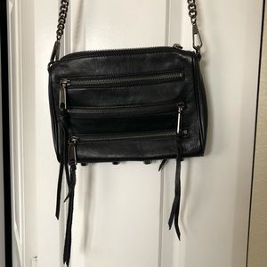 Rebecca Minkoff zipper crossbody black, gunmetal